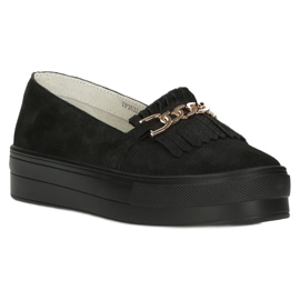 Chaussures en cuir pour femmes Lordsy Filippo DP3532 / 22 Noir le noir 2