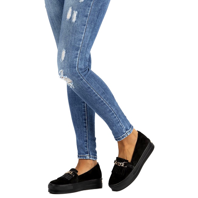 Chaussures en cuir pour femmes Lordsy Filippo DP3532 / 22 Noir le noir 3