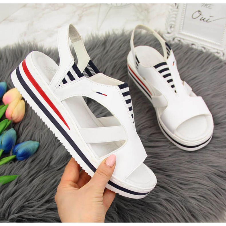 Rieker W V02Y5 sandales compensées blanc 1