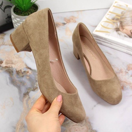 Escarpins à bloc en daim Sergio Leone en beige SK354E 1