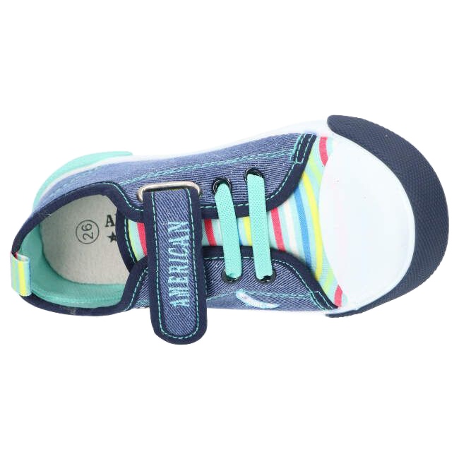 American Club Velcro Boys Sneakers American Ten14 / 22 Jeans Insert en cuir bleu 3