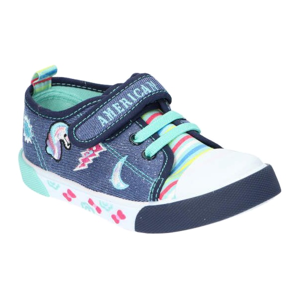 American Club Velcro Boys Sneakers American Ten14 / 22 Jeans Insert en cuir bleu 2