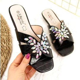 Chaussons noirs avec pierres S. Bararski W OLI104 le noir 1 Chaussons noirs avec pierres S. Bararski W OLI104 le noir 1