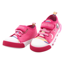American Club Velcro Sneakers American Ten17 / 22 Rose en cuir rose 2