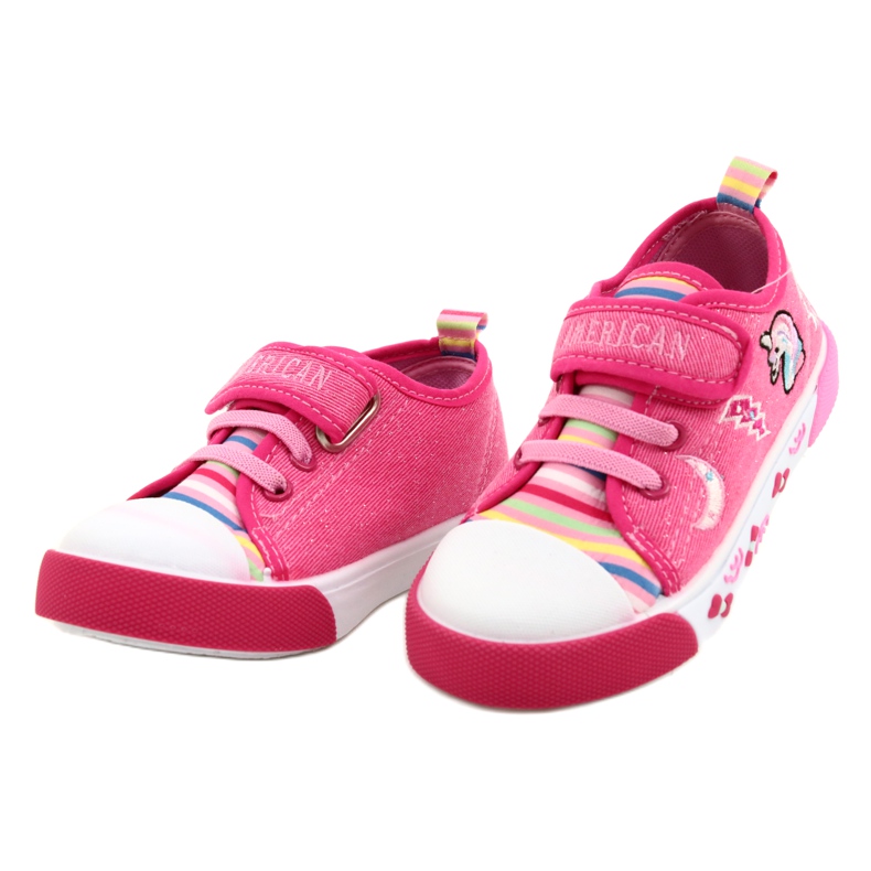 American Club Velcro Sneakers American Ten17 / 22 Rose en cuir rose 2