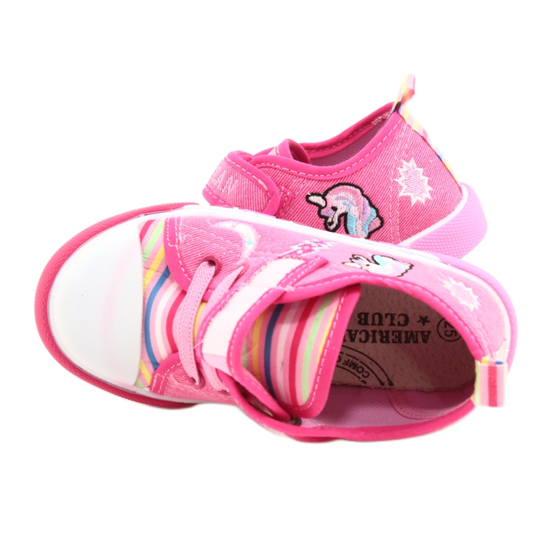 American Club Velcro Sneakers American Ten17 / 22 Rose en cuir rose 6