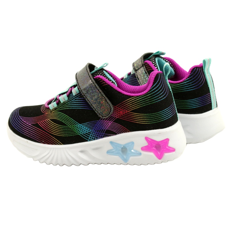 American Club ADI Chaussures de Sport LED Glowing Velcro ES87/22 Noir le noir multicolore 6