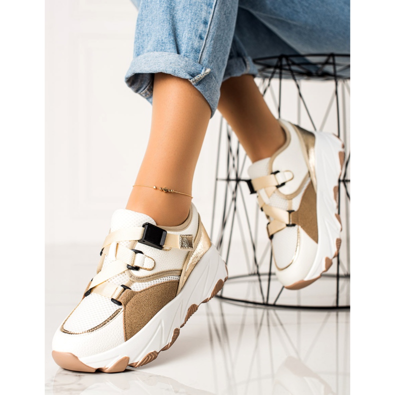 W. Potocki Baskets à boucle Potocki beige blanc doré 1