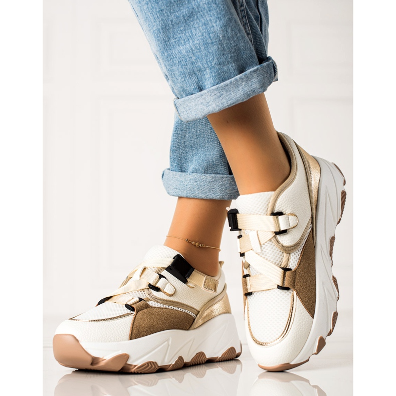 W. Potocki Baskets à boucle Potocki beige blanche d'or 2