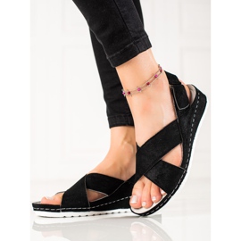 Sandales en daim avec velcro VINCEZA noir 1