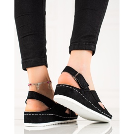 Sandales en daim avec velcro VINCEZA le noir 2