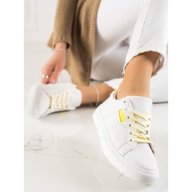 TRENDI Chaussures de sport blanches avec cuir écologique 2