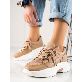 TRENDI Baskets à la mode beige brun 4