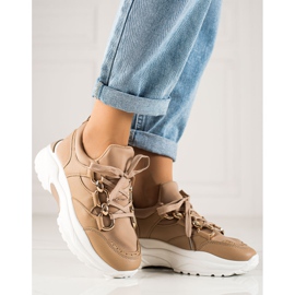 TRENDI Baskets à la mode beige brun 2