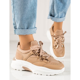 TRENDI Baskets à la mode beige brun 1