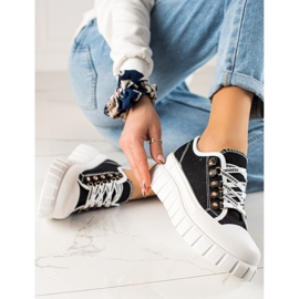 TRENDI Baskets à lacets sur la plateforme le noir 1
