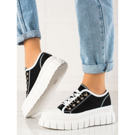 TRENDI Baskets à lacets sur la plateforme le noir 2