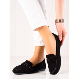 TRENDI Mocassins confortables en daim le noir 1