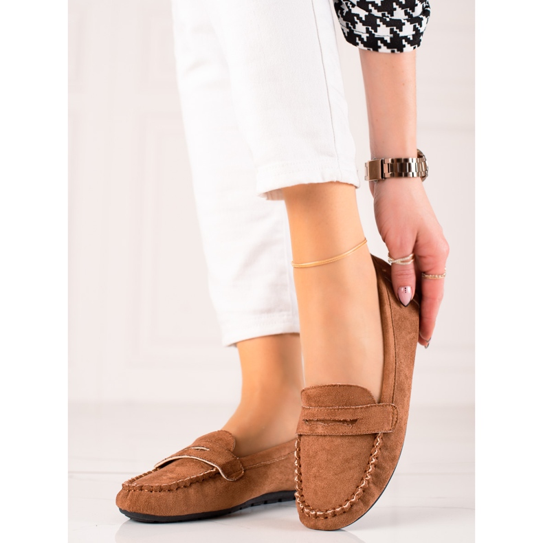 TRENDI Mocassins confortables en daim brun 2