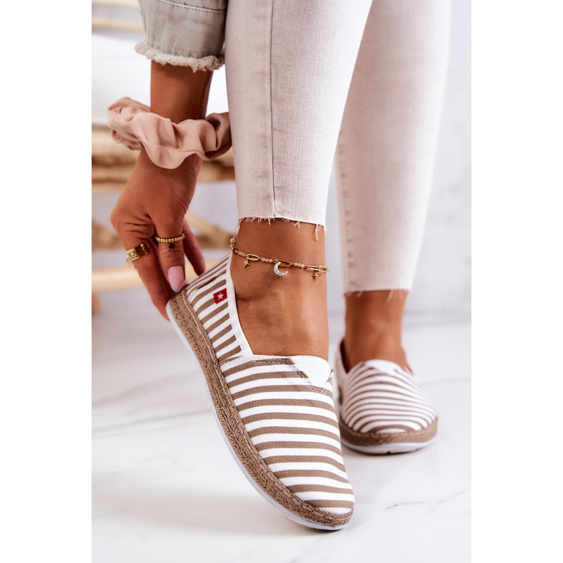 Espadrilles Femme Big Star Slip-on Stripes FF276029 Beige blanc 2