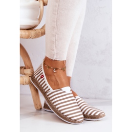 Espadrilles Femme Big Star Slip-on Stripes FF276029 Beige blanche 1 Espadrilles Femme Big Star Slip-on Stripes FF276029 Beige blanche 1