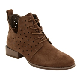 Bottes en daim pour femmes Daszyński Marron SA197-10 brun 1