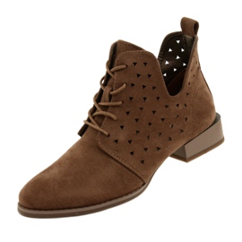 Bottes en daim pour femmes Daszyński Marron SA197-10 brun 4