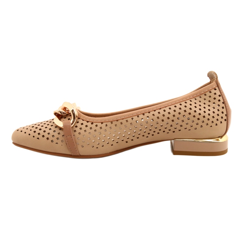 M.Daszyński Ballerines ajourées avec chaîne Daszyński SA201-6 Beige-or 1
