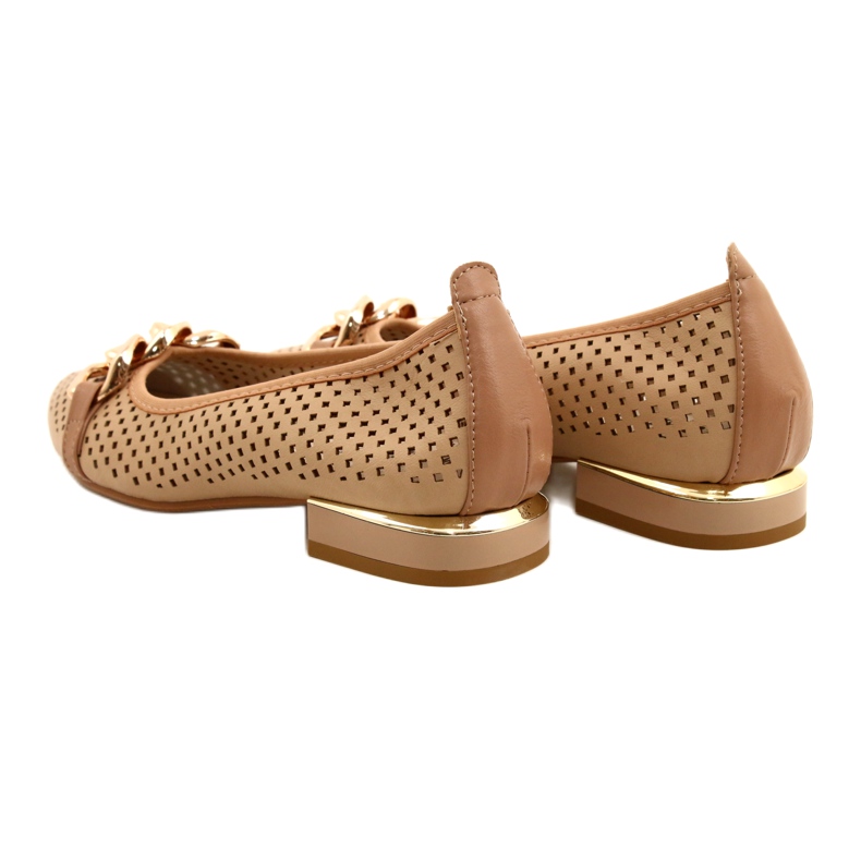M.Daszyński Ballerines ajourées avec chaîne Daszyński SA201-6 Beige-or 7