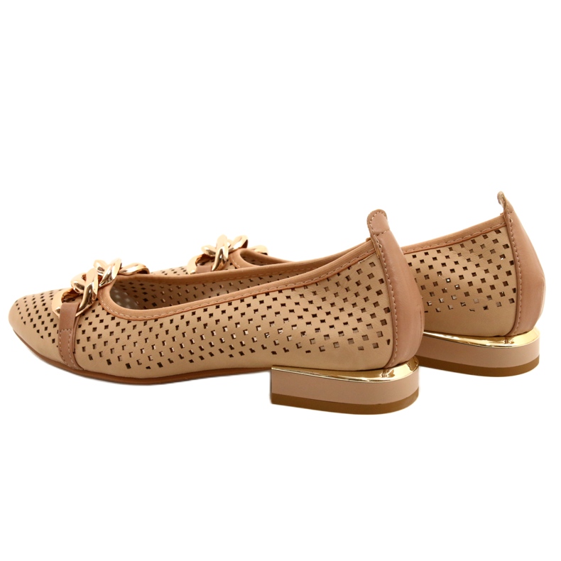 M.Daszyński Ballerines ajourées avec chaîne Daszyński SA201-6 Beige-or 6