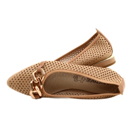 M.Daszyński Ballerines ajourées avec chaîne Daszyński SA201-6 Beige-or 5