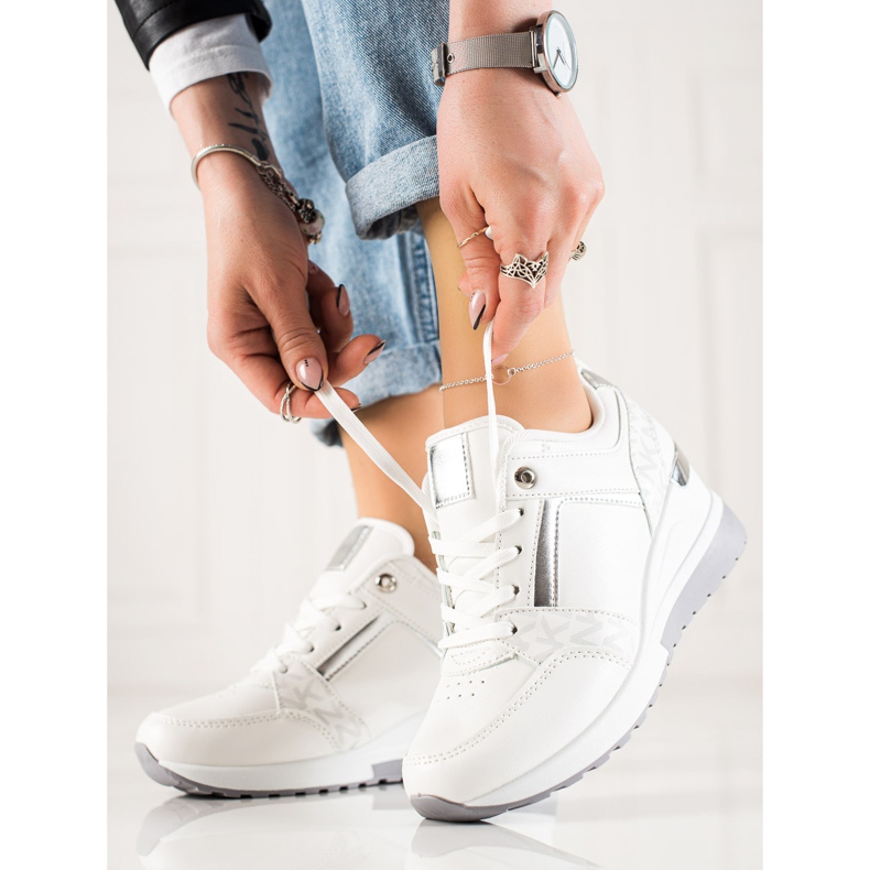 TRENDI Baskets compensées élégantes blanche 1