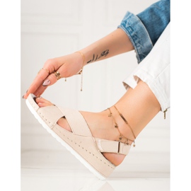 Sandales en daim avec velcro VINCEZA beige 4