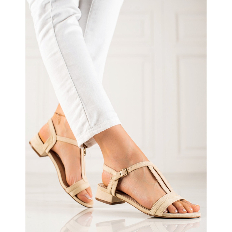 Sandales classiques VINCEZA en daim beige 1