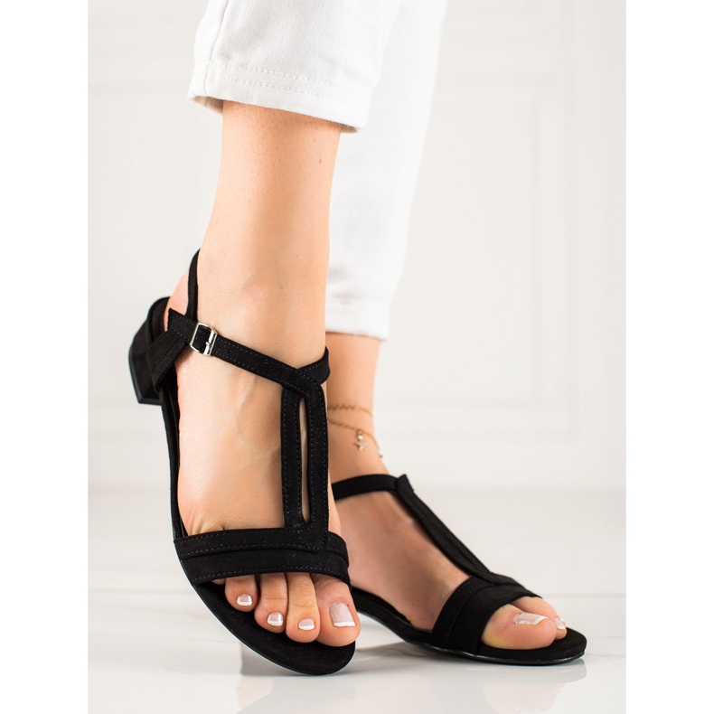 Sandales classiques VINCEZA en daim noir 1