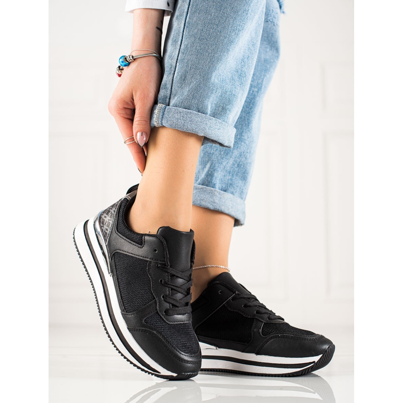 Diamantique Baskets noires à mailles le noir 1 Diamantique Baskets noires à mailles le noir 1