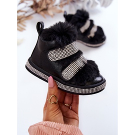 FR1 Bottes de neige en cuir chaudes noires pour enfants Leela noires 1