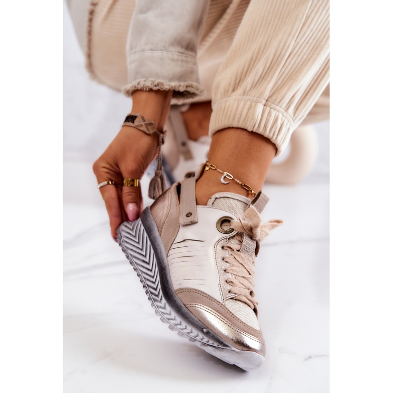 Baskets Maciejka 04916-19 en Cuir pour Femme Beige 1