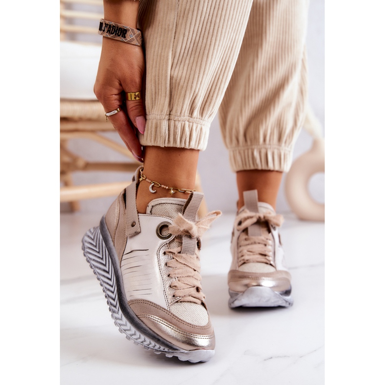 Baskets Maciejka 04916-19 en Cuir pour Femme Beige 2