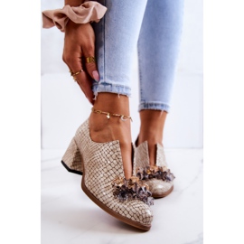 PA2 Escarpins en cuir élégants avec décoration Delaver beige 1