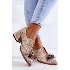 PA2 Escarpins en cuir élégants avec décoration Delaver beige 2