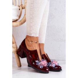 PA2 Talons hauts en cuir élégants avec décoration Delaver bordeaux rouge 1