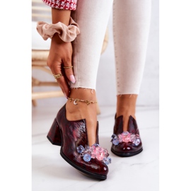 PA2 Talons hauts en cuir élégants avec décoration Delaver bordeaux rouge 2