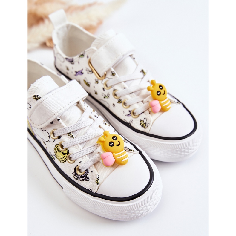Vinceza Baskets Enfant Avec Velcro Imprimé Dentelle Blanche 2