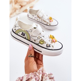 Vinceza Baskets Enfant Avec Velcro Imprimé Dentelle Blanche 1
