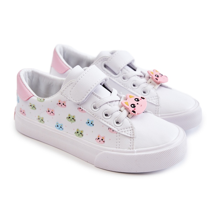 Vinceza Baskets Enfant En Cuir Imprimé Velcro Blanc Bonnie blanche 2