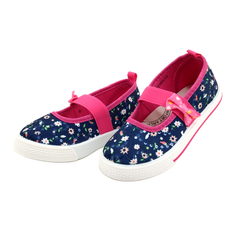 American Club Baskets de ballerines pour filles avec un arc ten64 / 22 en fleurs bleu bleu 2