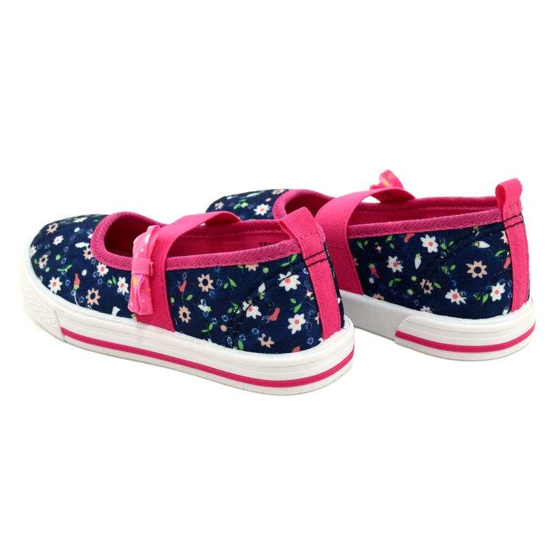 American Club Baskets de ballerines pour filles avec un arc ten64 / 22 en fleurs bleu bleu 5