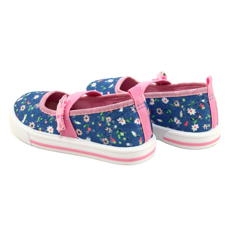 American Club Baskets des ballerines de filles avec un arc en fleurs bleu 5 American Club Baskets des ballerines de filles avec un arc en fleurs bleu 5