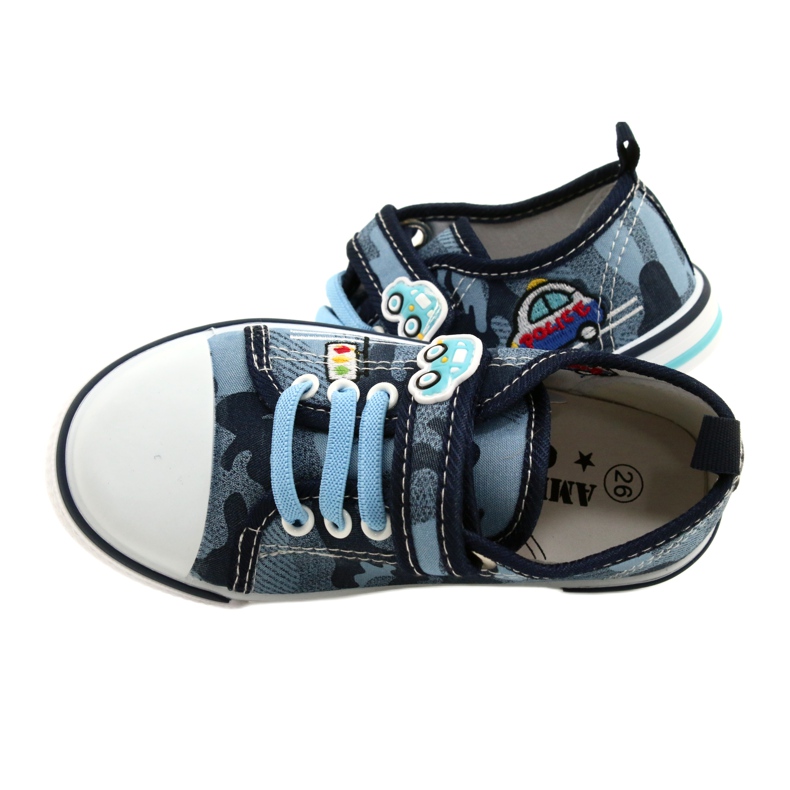American Club Baskets américaines chaussures pour enfants insert en cuir TEN54 / 22 Moro ['bleu marine'] bleu 4